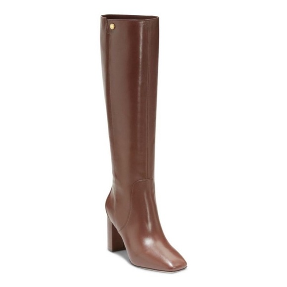 Cole Haan || Valley Square Toe Block Heel Tall Boots Chestnut Brown Chrystie 7 - Picture 1 of 9